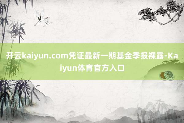 开云kaiyun.com凭证最新一期基金季报裸露-Kaiyun体育官方入口