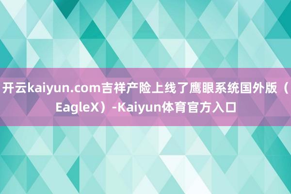 开云kaiyun.com吉祥产险上线了鹰眼系统国外版（EagleX）-Kaiyun体育官方入口